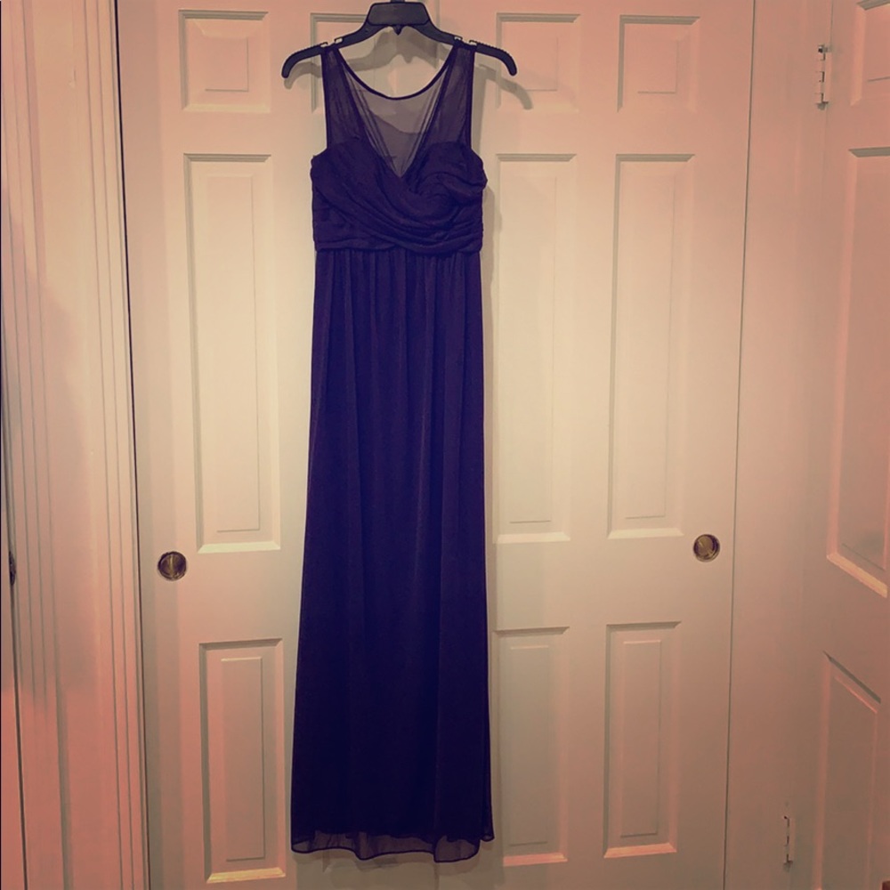 Long eggplant colored evening gown